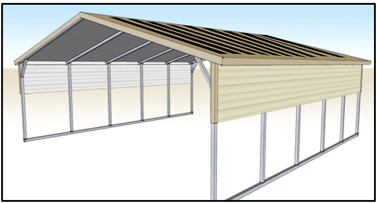 12x16, 1-Car Solar Carport, 2640W of solar - Carport Markup 1a