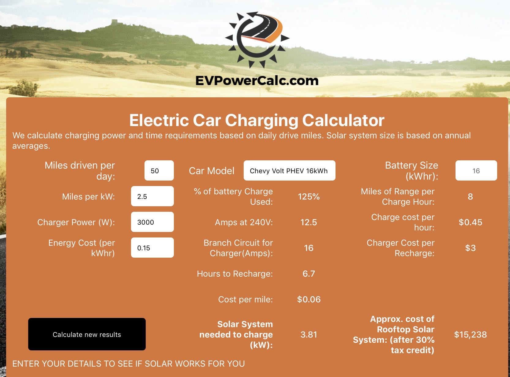 Link to Ev Charge Calc Site