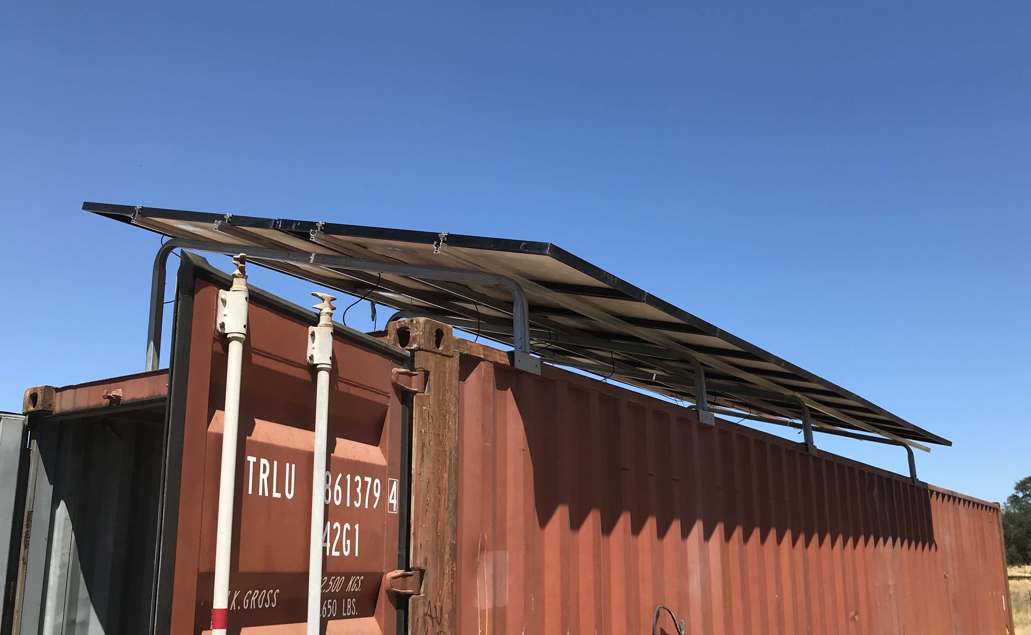 Solar supports for shipping container
