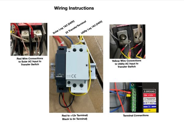 Wiring instructions to convert generator transfer switch to a solar backup.