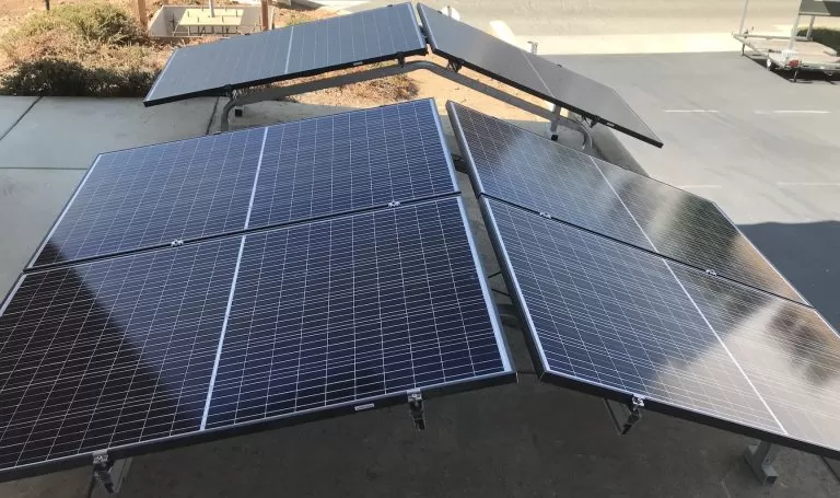 Solar-to-go low profile dual slope structure