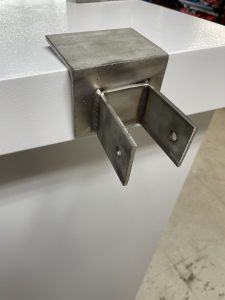 Shipping container edge bracket for side attach 2inch tube