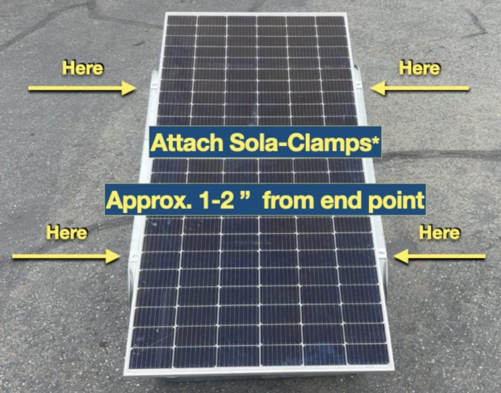 Location for attaching module to frame using Sola Clamps