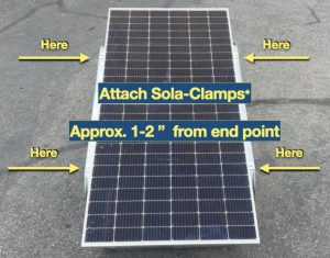 Location for attaching module to frame using Sola Clamps