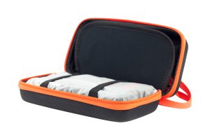 Starter charger in a shockproof bag, isolated from background