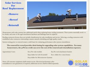 Solar Removal for Re-Roof Fee Structure