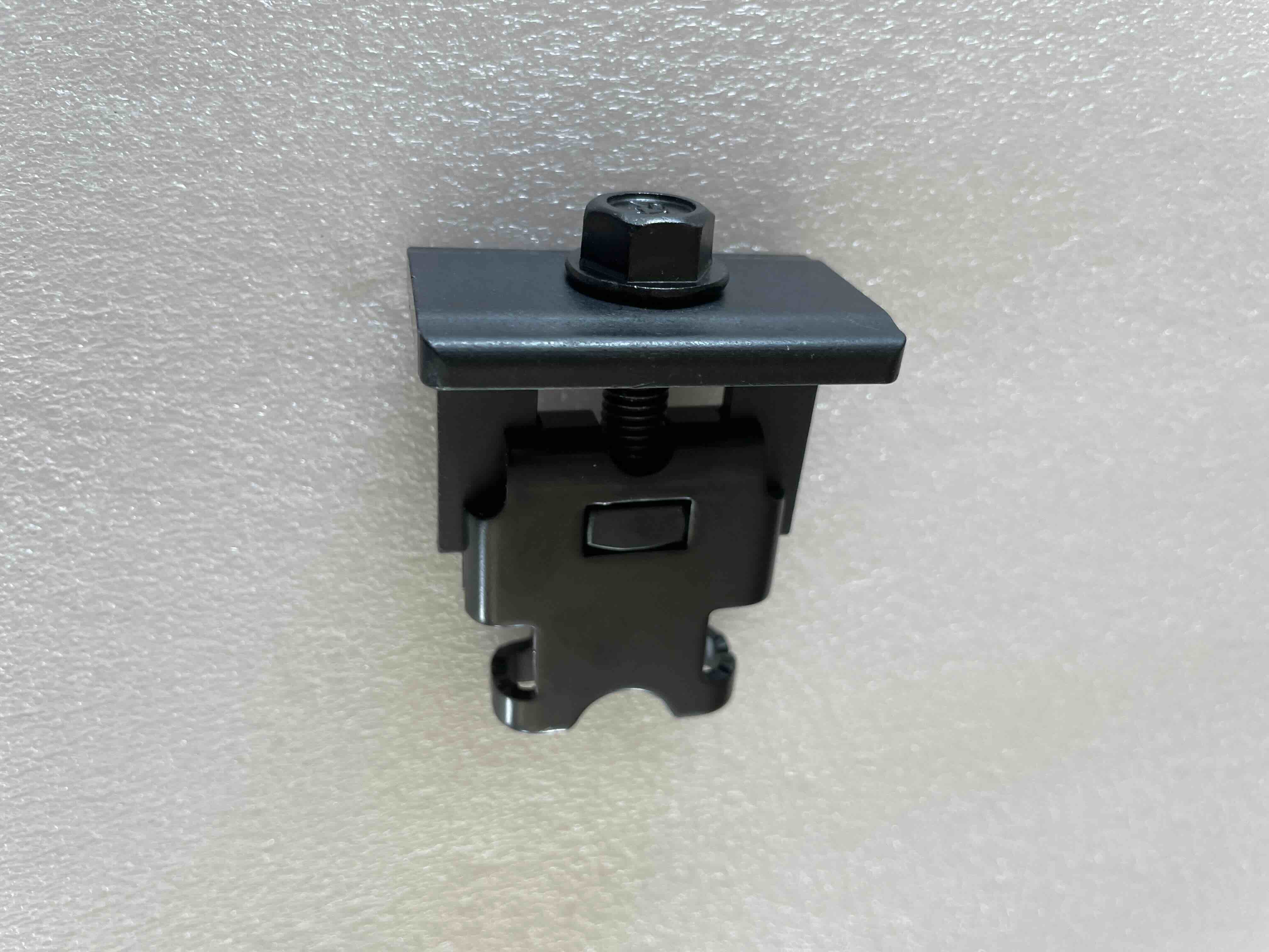 Solar panel clamp hardware used in rooftop solar reinstall work